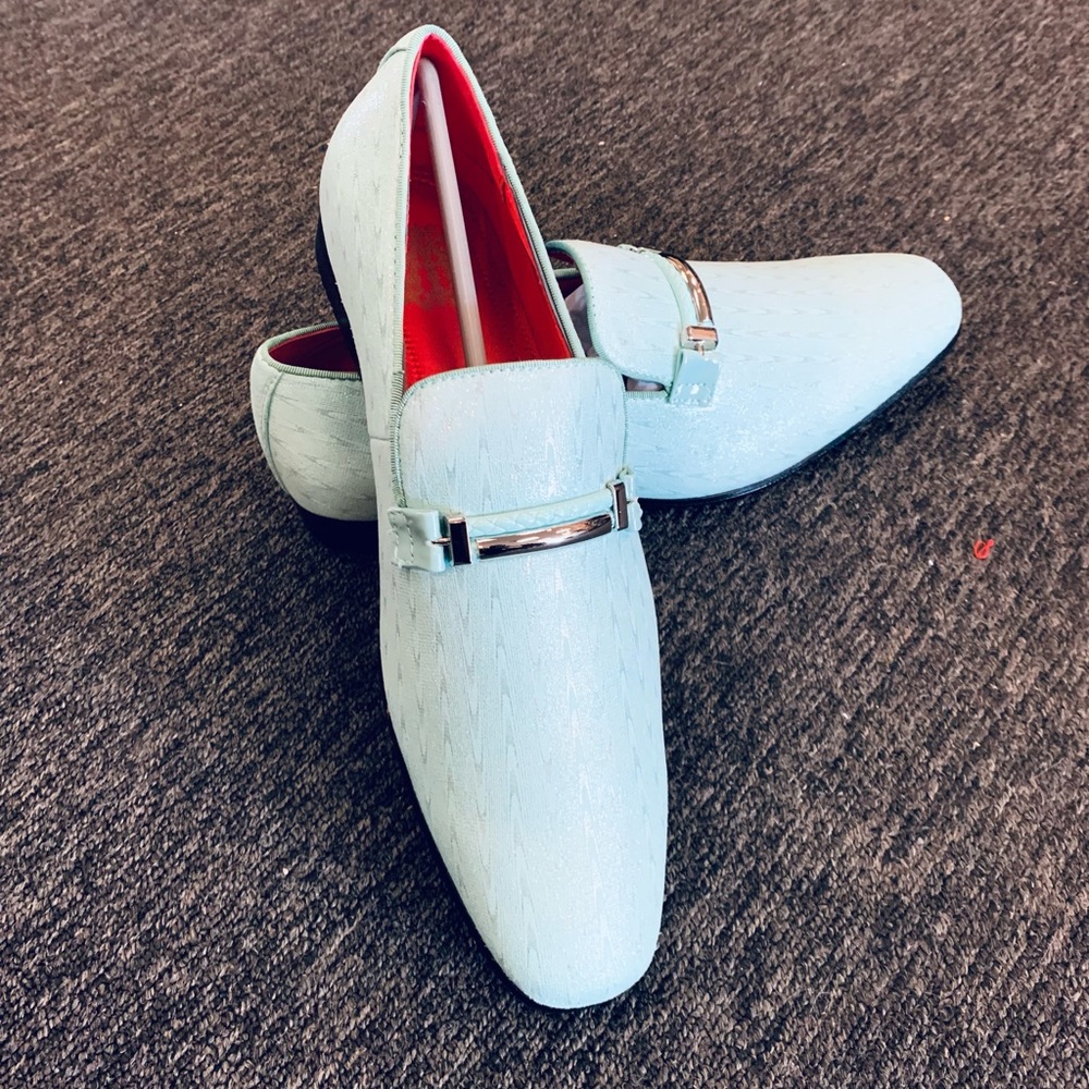Mens Mint Green slip on smoker velvet shoe for men and boys